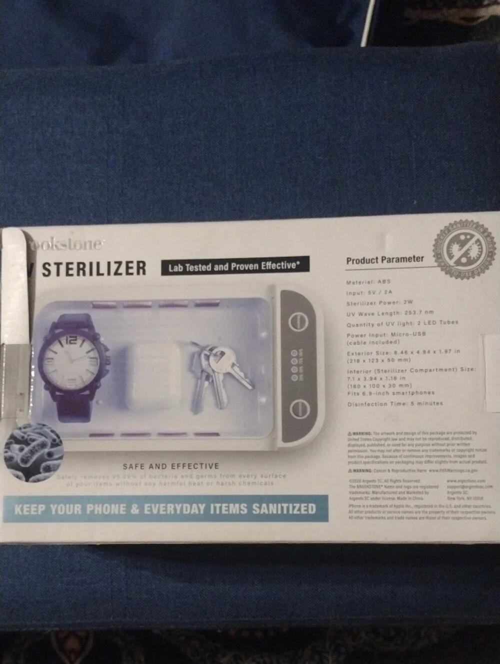 Brookstone White UV Sterilizer Portable Phone & Accessory Cleaner